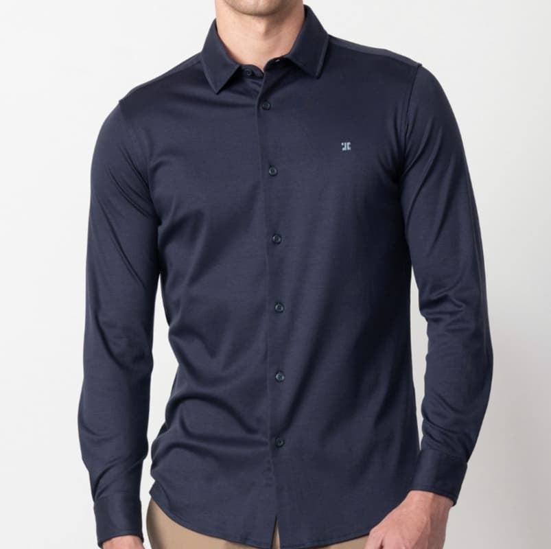 Camisa de punto liso de algodón de hombre ETIEM - Imagen 1