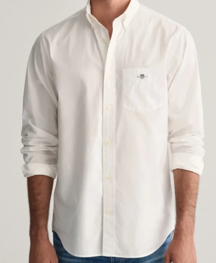 Camisa manga larga de hombre Gant, blanca - Imagen 1