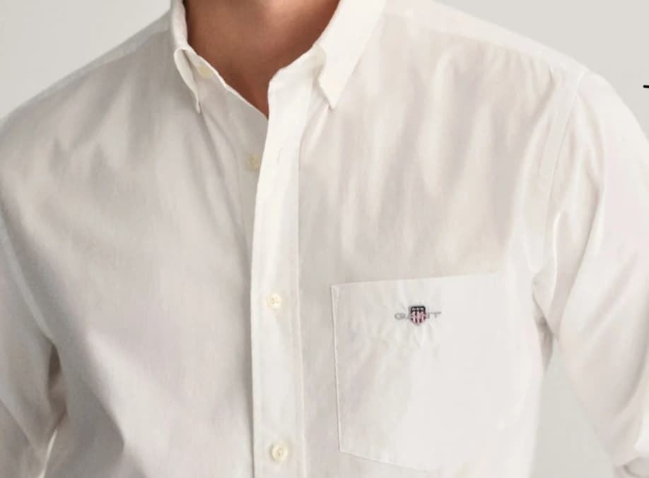 Camisa manga larga de hombre Gant, blanca - Imagen 4