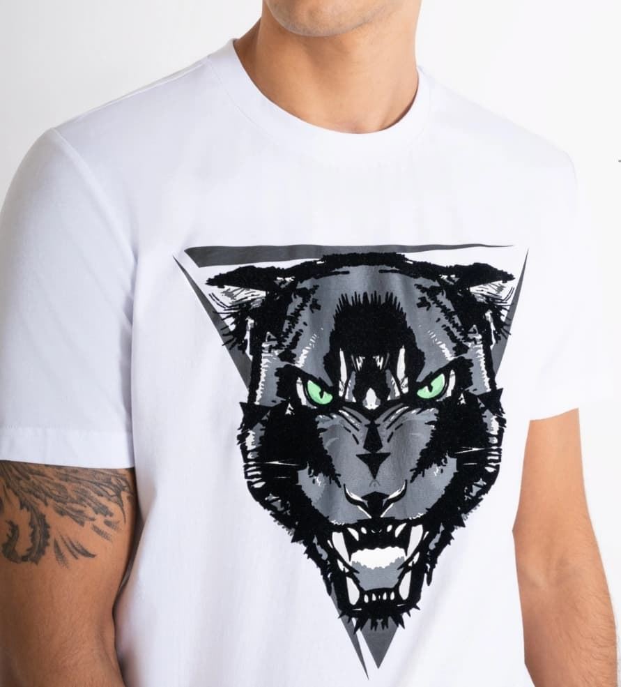 Camiseta manga corta de hombre estampado  tigre ,  blanco - Imagen 2